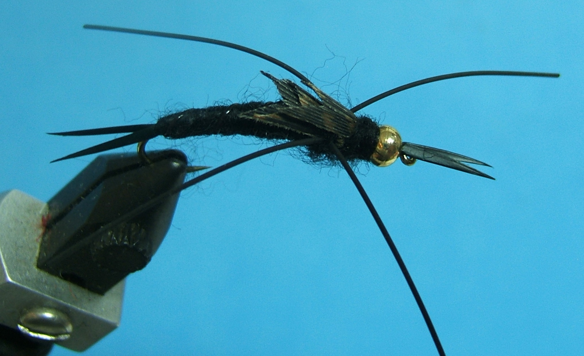 3QTY BEAD HEAD STONE BLACK Fly fishing Flies size 08 